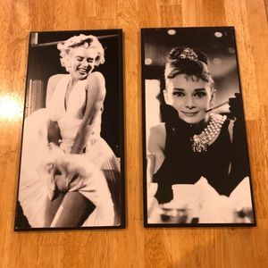 Marilyn Monroe and Audrey Hepburn wall plaques
